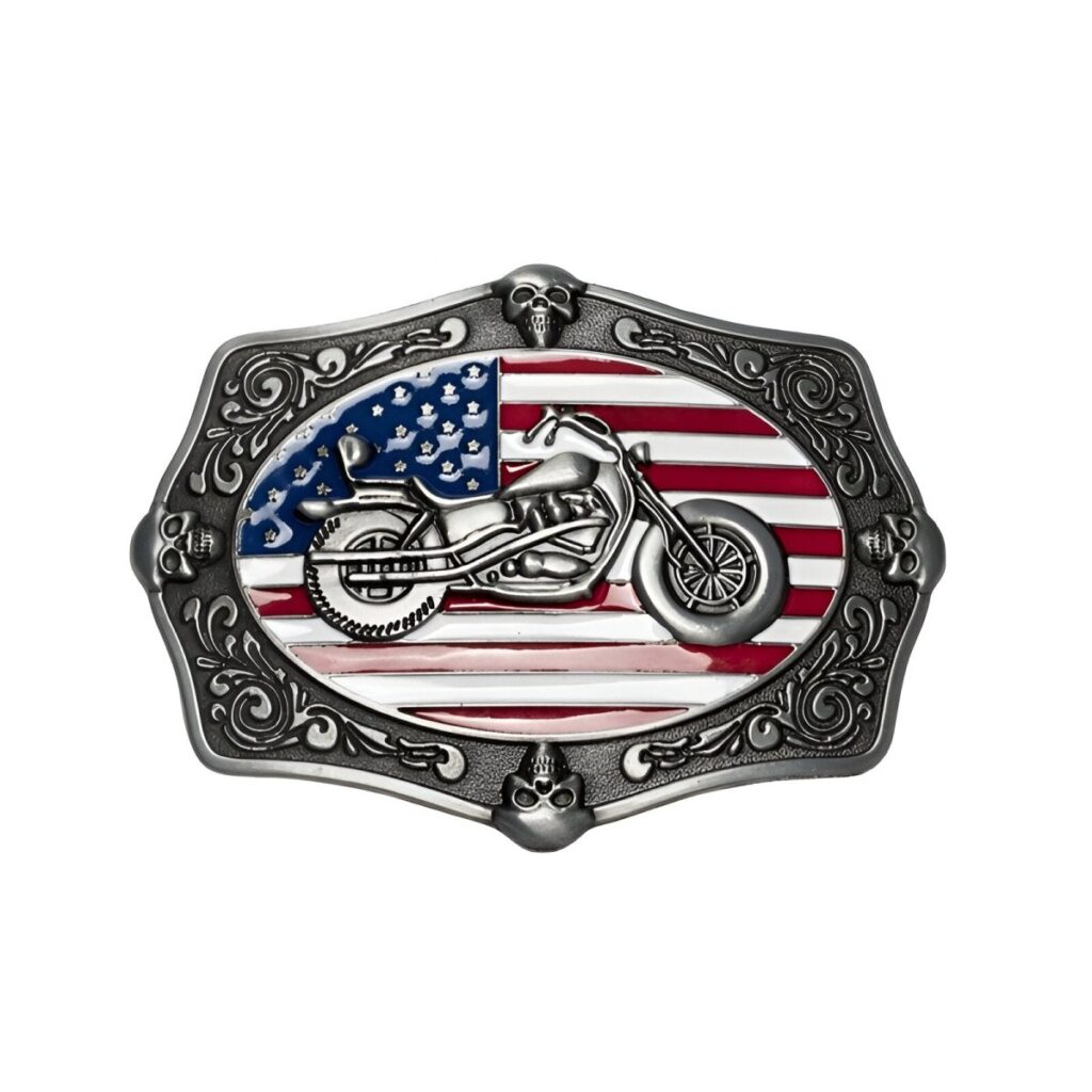 boucle de ceinture moto sur drapeau americain modele jaxon 589042