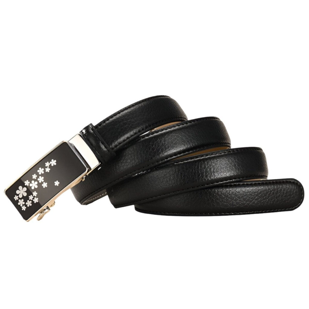 ceinture automatique en cuir avec boucle fleurie modele mila 753701