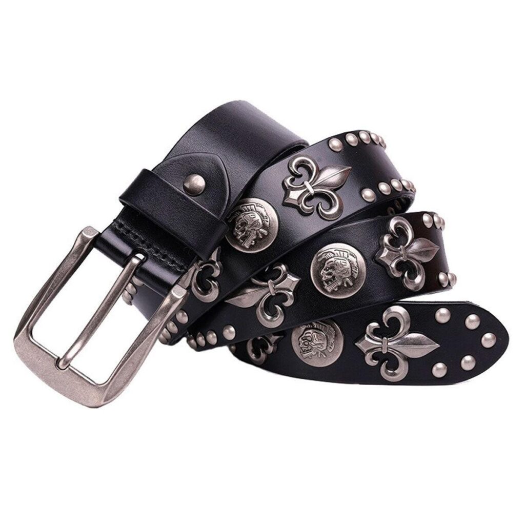 ceinture cloutee avec fleurs de lys et tetes de mort modele dhaul 840297