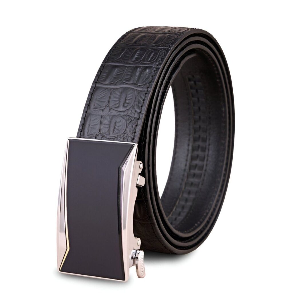 ceinture de costume en cuir pleine fleur boucle automatique style crocodile pour homme modele riccardo 626378