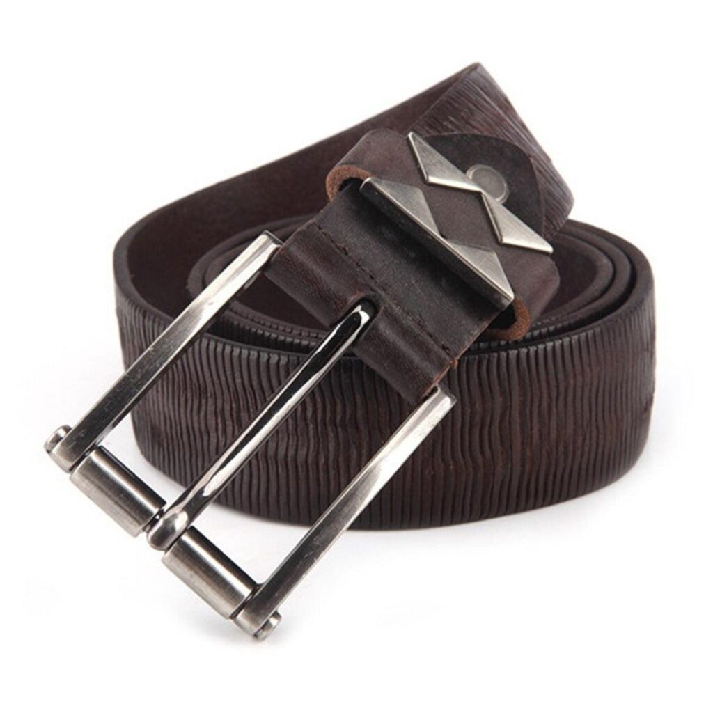 ceinture en cuir pour homme avec laniere striee et passant decore modele markus 494531