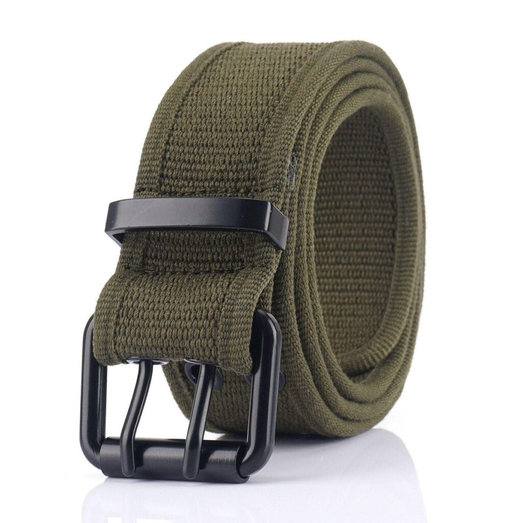 ceinture en toile a boucle noire double ardillon modele magjan 416522