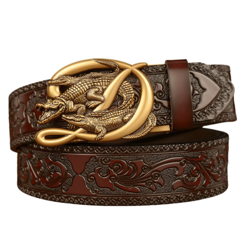 ceinture esprit animal a boucle en forme de trois crocodiles modele ross 911854