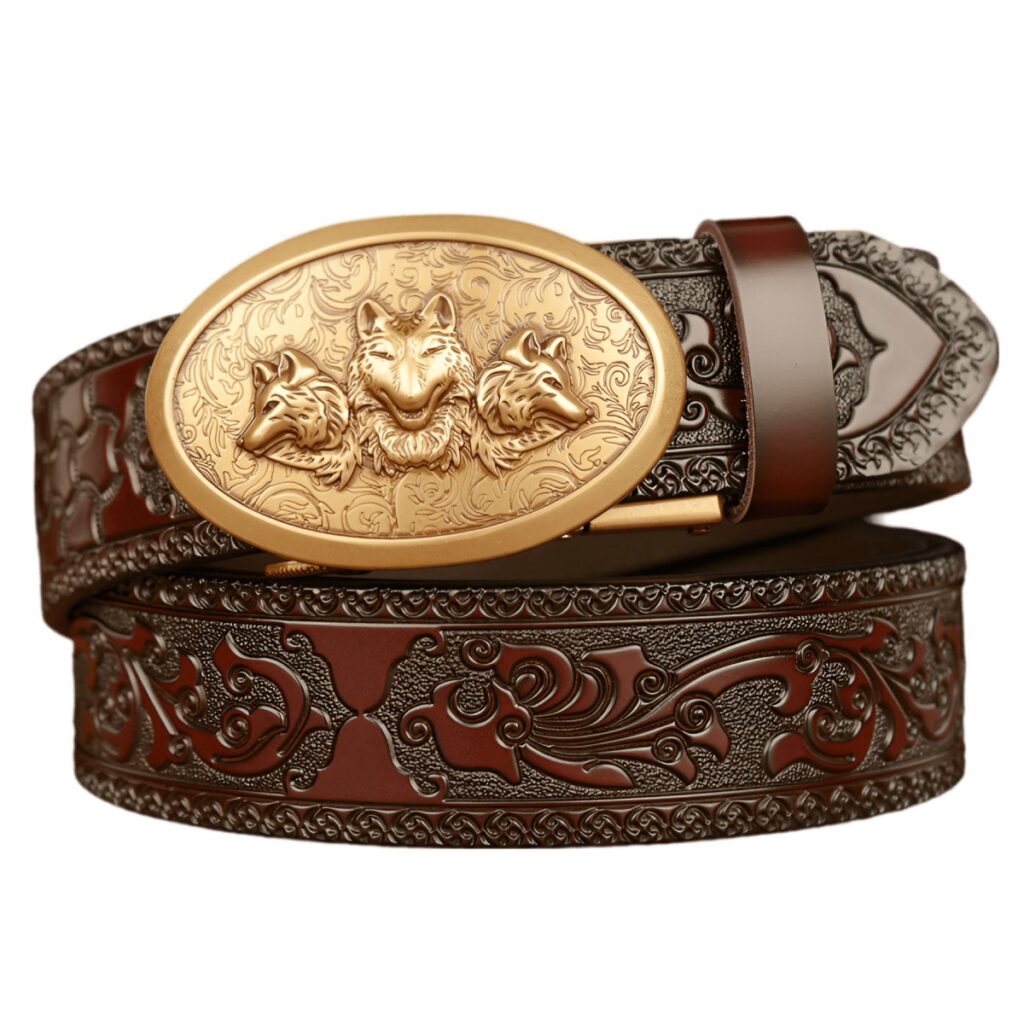 ceinture esprit animal a motif 3 tetes de loup modele edgar 136010